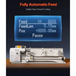 VEVOR Metal Lathe 8.7 x 30 in 1100W Benchtop Lathe Machine Variable Speed, 3000 RPM Max Spindle Speed, with Metal Gear, Brushless Motor, 8 Metric 8 Imperial Threads, for Metalworking Threading Turning