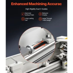 VEVOR Metal Lathe 8.7 x 30 in 1100W Benchtop Lathe Machine Variable Speed, 3000 RPM Max Spindle Speed, with Metal Gear, Brushless Motor, 8 Metric 8 Imperial Threads, for Metalworking Threading Turning