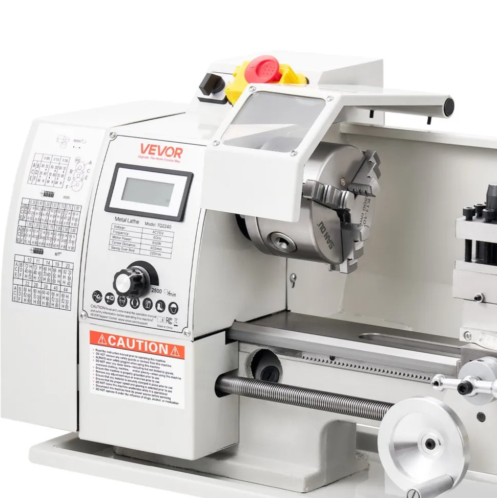 VEVOR Metal Lathe 8 x 16 in 650W Benchtop Lathe Machine Variable Speed, 2500 RPM Max Speed with Metal Gear, Reversible Direction, 14 Metric 10 Imperial Threads, for Precision Metalworking Turning