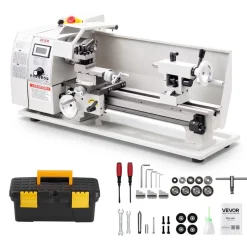 VEVOR Metal Lathe 8 x 16 in 650W Benchtop Lathe Machine Variable Speed, 2500 RPM Max Speed with Metal Gear, Reversible Direction, 14 Metric 10 Imperial Threads, for Precision Metalworking Turning