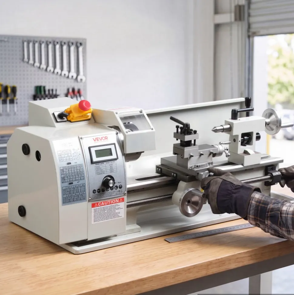 VEVOR Metal Lathe 8 x 16 in 650W Benchtop Lathe Machine Variable Speed, 2500 RPM Max Speed with Metal Gear, Reversible Direction, 14 Metric 10 Imperial Threads, for Precision Metalworking Turning