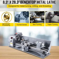 VEVOR Metal Lathe, 210x720 Mini Lathe Machine, 2500 RPM Variable Speed Change, 750W Precision Mini Lathe, Metal Working Lathe with Brushless Motor, Milling Machine for Various Metal Turning