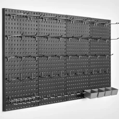 VEVOR Metal Pegboard Panels, 24" x 12" Pegboard, 4 Panels, Heavy Duty Peg Board Wall Organizer with Accessories, for Living Room Garage Tool Storage Office Organization Craft Room Kitchen Home, Black