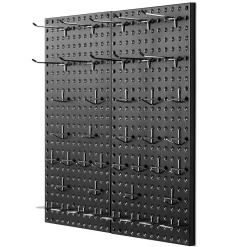 VEVOR Metal Pegboard Panels, 24" x 12" Pegboard, 2 Panels, Heavy Duty Peg Board Wall Organizer with Accessories, for Living Room Garage Tool Storage Office Organization Craft Room Kitchen Home, Black