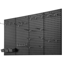 VEVOR Metal Pegboard Panels, 24" x 12" Pegboard, 4 Panels, Heavy Duty Steel Peg Board Wall Organizer, for Living Room Garage Tool Storage Workbench Office Organization Craft Room Kitchen Home, Black