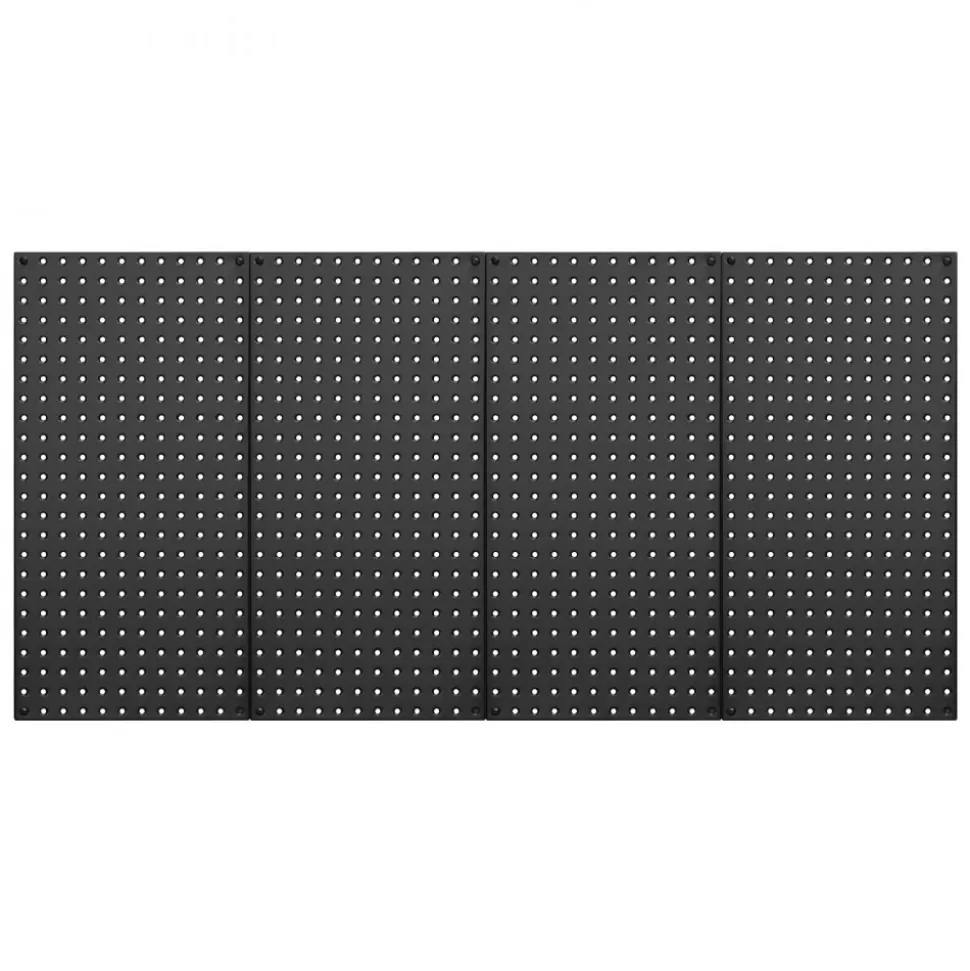 VEVOR Metal Pegboard Panels, 24" x 12" Pegboard, 4 Panels, Heavy Duty Steel Peg Board Wall Organizer, for Living Room Garage Tool Storage Workbench Office Organization Craft Room Kitchen Home, Black