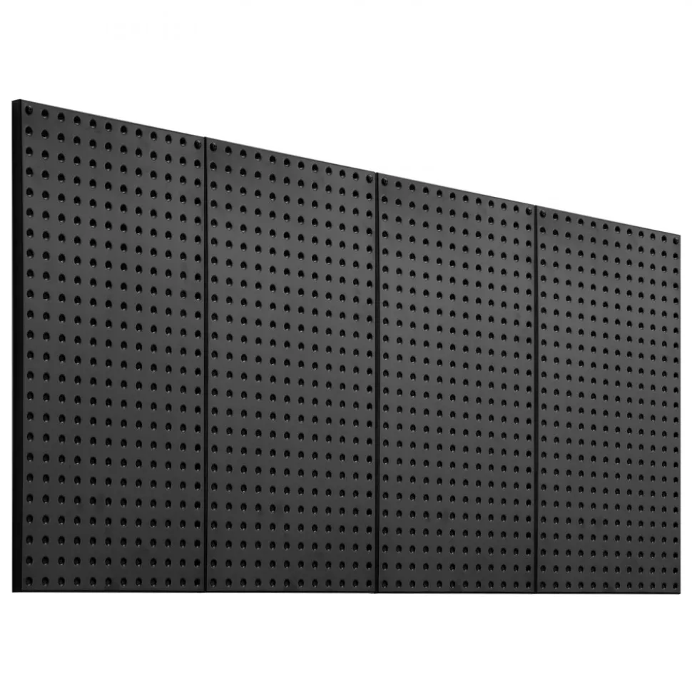 VEVOR Metal Pegboard Panels, 24" x 12" Pegboard, 4 Panels, Heavy Duty Steel Peg Board Wall Organizer, for Living Room Garage Tool Storage Workbench Office Organization Craft Room Kitchen Home, Black