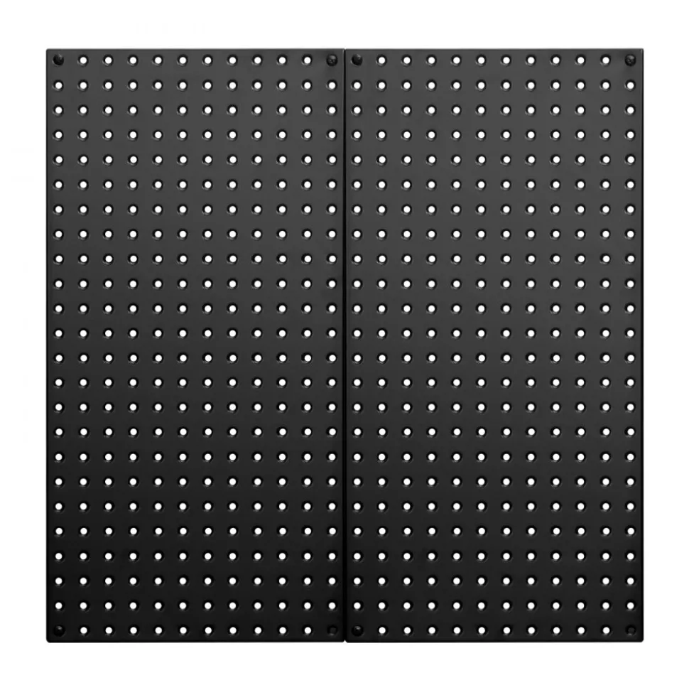 VEVOR Metal Pegboard Panels, 24" x 12" Pegboard, 2 Panels, Heavy Duty Steel Peg Board Wall Organizer, for Living Room Garage Tool Storage Workbench Office Organization Craft Room Kitchen Home, Black