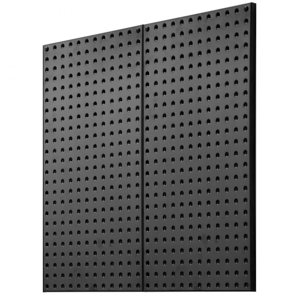 VEVOR Metal Pegboard Panels, 24" x 12" Pegboard, 2 Panels, Heavy Duty Steel Peg Board Wall Organizer, for Living Room Garage Tool Storage Workbench Office Organization Craft Room Kitchen Home, Black