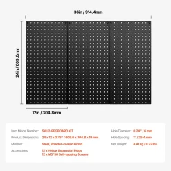 VEVOR Metal Pegboard Panels, 24