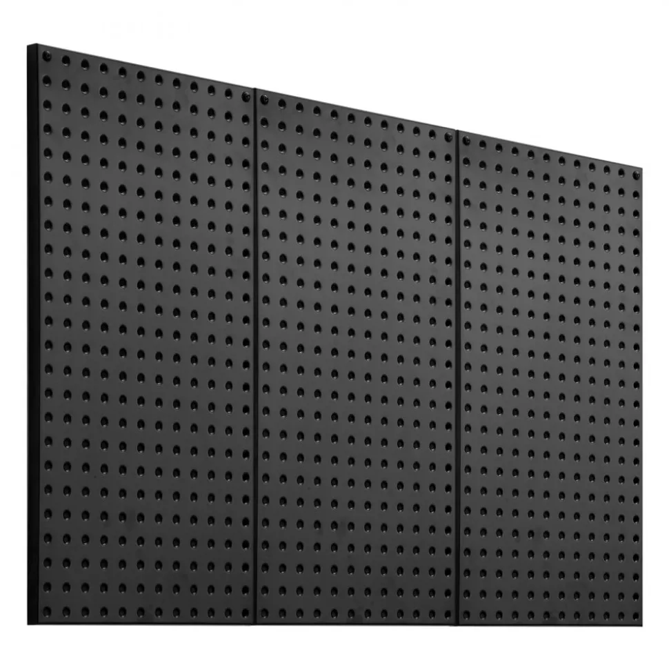 VEVOR Metal Pegboard Panels, 24" x 12" Pegboard, 3 Panels, Heavy Duty Steel Peg Board Wall Organizer, for Living Room Garage Tool Storage Workbench Office Organization Craft Room Kitchen Home, Black
