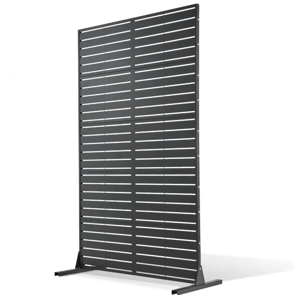 VEVOR Metal Privacy Screen, 38" W x 60" H Freestanding Modern Privacy Fence, Garden Divider Panel with Extended Ground Stakes & Panel Height Adjustable, Freestanding Outdoor Divider for Garden, Indoor