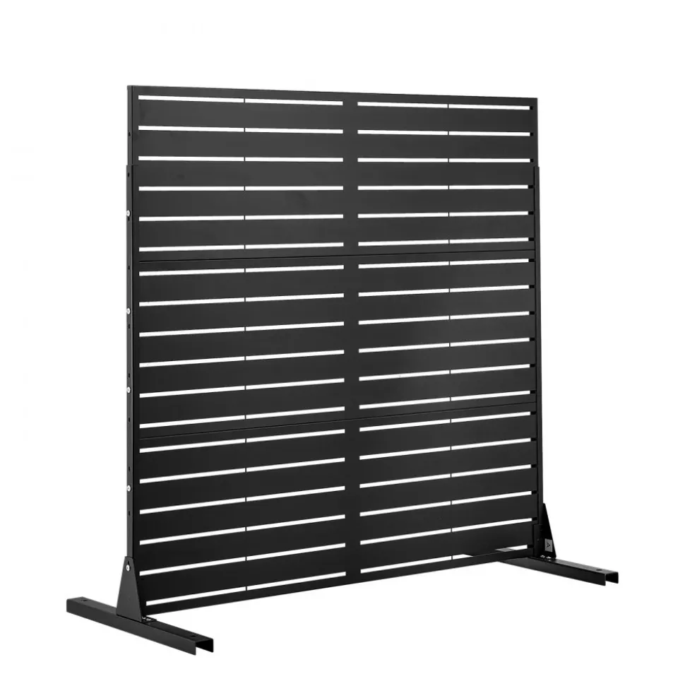 VEVOR Metal Privacy Screen, 38" W x 60" H Freestanding Modern Privacy Fence, Garden Divider Panel with Extended Ground Stakes & Panel Height Adjustable, Freestanding Outdoor Divider for Garden, Indoor