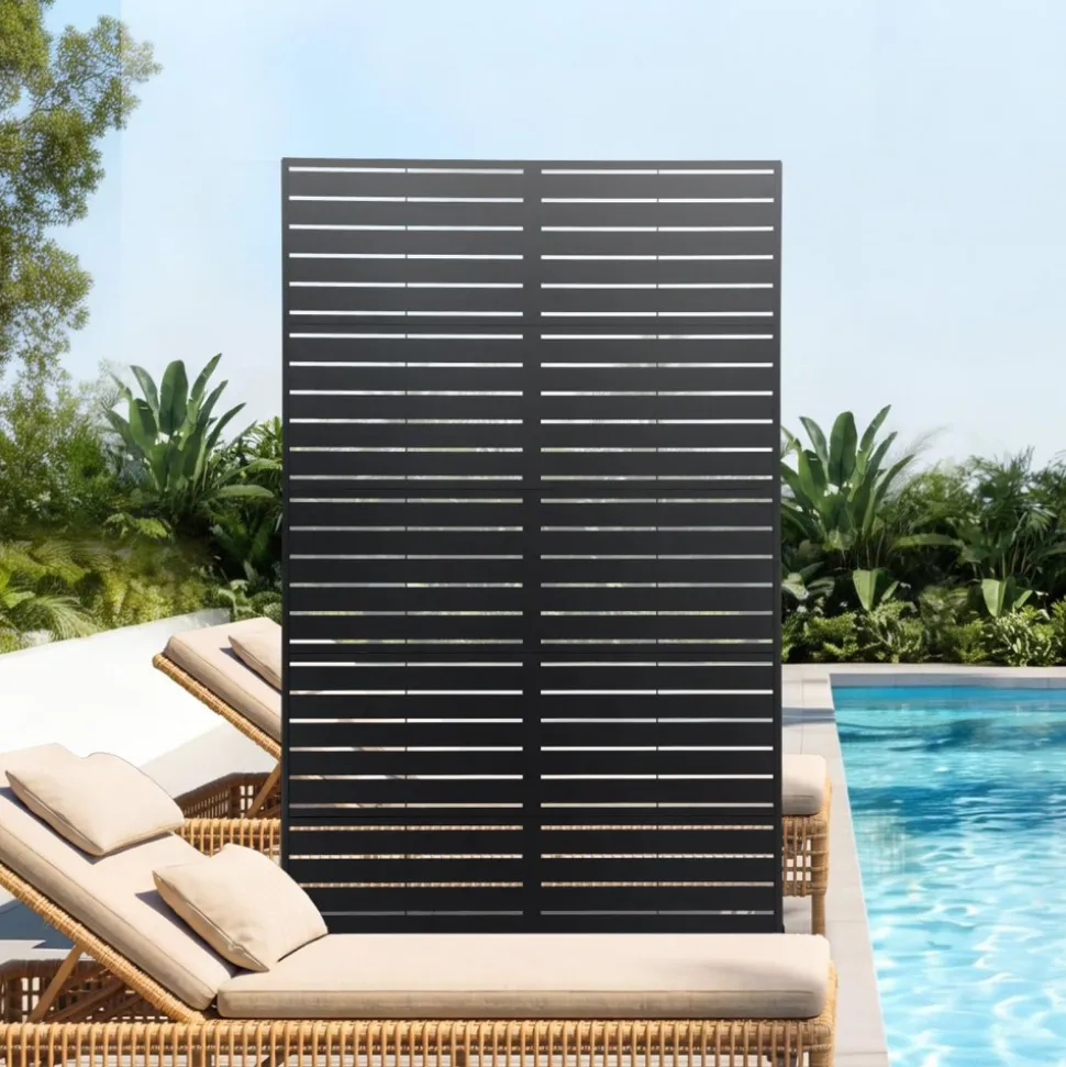 VEVOR Metal Privacy Screen, 38" W x 60" H Freestanding Modern Privacy Fence, Garden Divider Panel with Extended Ground Stakes & Panel Height Adjustable, Freestanding Outdoor Divider for Garden, Indoor