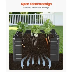 VEVOR Metal Raised Garden Bed, 12 x 4 x 1 ft Outdoor Galvalume Planter Garden Box, Open Bottom Design, Large Planter Raised Bed for Growing Vegetables, Flowers, and Succulents, Galvanized Color