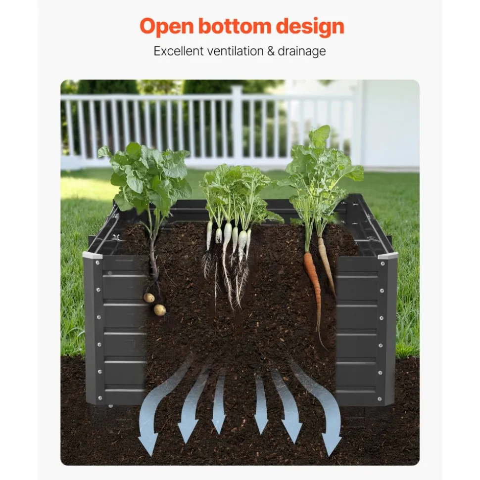 VEVOR Metal Raised Garden Bed, 12 x 4 x 1 ft Outdoor Galvalume Planter Garden Box, Open Bottom Design, Large Planter Raised Bed for Growing Vegetables, Flowers, and Succulents, Galvanized Color