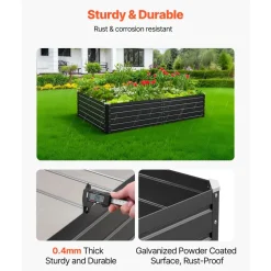VEVOR Metal Raised Garden Bed, 12 x 4 x 1 ft Outdoor Galvalume Planter Garden Box, Open Bottom Design, Large Planter Raised Bed for Growing Vegetables, Flowers, and Succulents, Galvanized Color