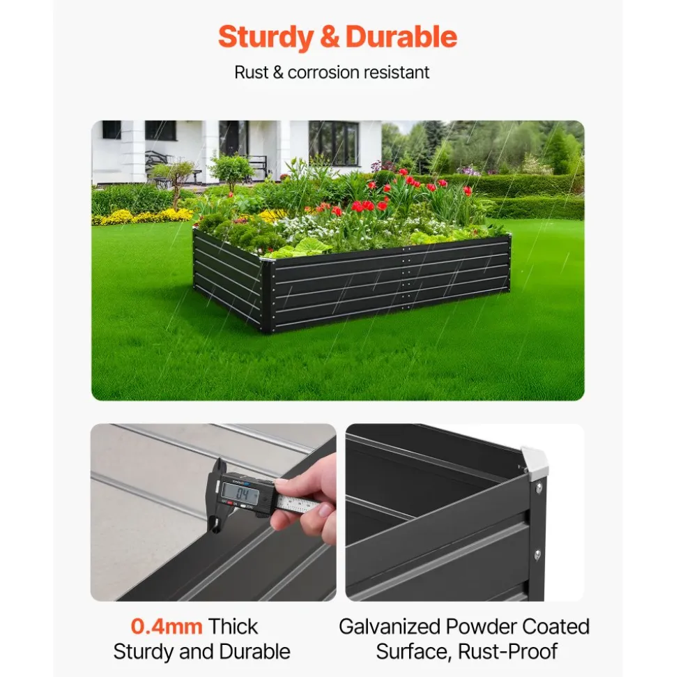 VEVOR Metal Raised Garden Bed, 12 x 4 x 1 ft Outdoor Galvalume Planter Garden Box, Open Bottom Design, Large Planter Raised Bed for Growing Vegetables, Flowers, and Succulents, Galvanized Color