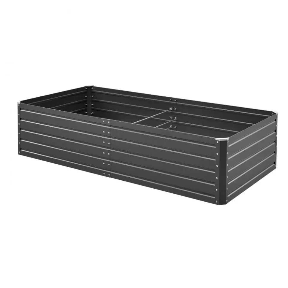 VEVOR Metal Raised Garden Bed, 12 x 4 x 1 ft Outdoor Galvalume Planter Garden Box, Open Bottom Design, Large Planter Raised Bed for Growing Vegetables, Flowers, and Succulents, Galvanized Color