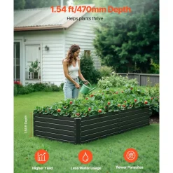 VEVOR Metal Raised Garden Bed, 12 x 4 x 1 ft Outdoor Galvalume Planter Garden Box, Open Bottom Design, Large Planter Raised Bed for Growing Vegetables, Flowers, and Succulents, Galvanized Color