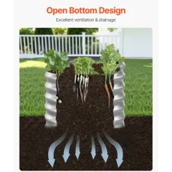 VEVOR Metal Raised Garden Bed, 3 Pcs 2 x 2 x 1 ft Outdoor Galvanized Planter Garden Box, Open Bottom Design, Large Planter Raised Bed for Growing Vegetables, Flowers, Herbs, Succulents, Wood Grain
