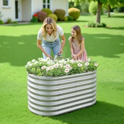 VEVOR Metal Raised Garden Bed, 3 Pcs 2 x 2 x 1 ft Outdoor Galvanized Planter Garden Box, Open Bottom Design, Large Planter Raised Bed for Growing Vegetables, Flowers, Herbs, Succulents, Wood Grain
