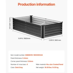 VEVOR Metal Raised Garden Bed, 4 x 2 x 1 ft Oval Outdoor Galvanized Planter Garden Box, Open Bottom Design, Large Planter Raised Bed for Growing Vegetables, Flowers, and Succulents, Galvanized Color