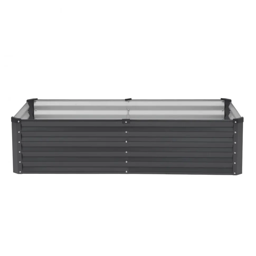 VEVOR Metal Raised Garden Bed, 6 x 3 x 1.5 ft Outdoor Galvanized Planter Box, with Open Bottom, Large Planter Raised Bed for Gardening Vegetables, Flowers, Herbs, and Succulent Plants, Dark Gray