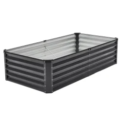 VEVOR Metal Raised Garden Bed, 6 x 3 x 1.5 ft Outdoor Galvanized Planter Box, with Open Bottom, Large Planter Raised Bed for Gardening Vegetables, Flowers, Herbs, and Succulent Plants, Dark Gray