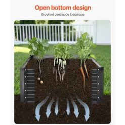 VEVOR Metal Raised Garden Bed, 6 x 3 x 1.5 ft Outdoor Galvanized Planter Box, with Open Bottom, Large Planter Raised Bed for Gardening Vegetables, Flowers, Herbs, and Succulent Plants, Dark Gray