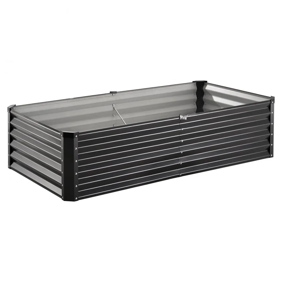 VEVOR Metal Raised Garden Bed, 6 x 3 x 1.5 ft Outdoor Galvanized Planter Box, with Open Bottom, Large Planter Raised Bed for Gardening Vegetables, Flowers, Herbs, and Succulent Plants, Dark Gray