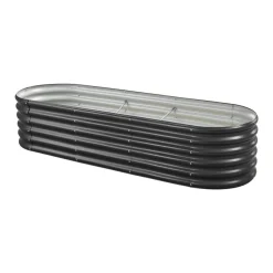 VEVOR Metal Raised Garden Bed, 6.56 x 1.97 x 1.4 ft Oval Outdoor Galvalume Planter Garden Box, Open Bottom Design, Large Planter Raised Bed for Growing Vegetables, Flowers, Succulents, Dark Gray