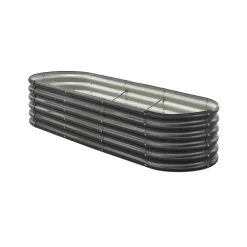 VEVOR Metal Raised Garden Bed, 6.56 x 1.97 x 1.4 ft Oval Outdoor Galvalume Planter Garden Box, Open Bottom Design, Large Planter Raised Bed for Growing Vegetables, Flowers, Succulents, Dark Gray
