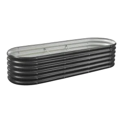 VEVOR Metal Raised Garden Bed, 6.56 x 1.97 x 1.4 ft Oval Outdoor Galvalume Planter Garden Box, Open Bottom Design, Large Planter Raised Bed for Growing Vegetables, Flowers, Succulents, Dark Gray