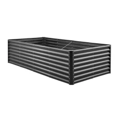 VEVOR Metal Raised Garden Bed, 8 x 4 x 2 ft Outdoor Galvanized Planter Garden Box, Open Bottom Design, Large Planter Raised Bed for Growing Vegetables, Flowers, Herbs, and Succulents, Dark Gray