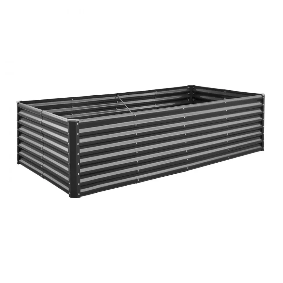 VEVOR Metal Raised Garden Bed, 8 x 4 x 2 ft Outdoor Galvanized Planter Garden Box, Open Bottom Design, Large Planter Raised Bed for Growing Vegetables, Flowers, Herbs, and Succulents, Dark Gray