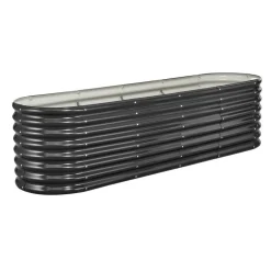 VEVOR Metal Raised Garden Bed, 8 x 2 x 2 ft Oval Outdoor Galvanized Planter Garden Box, Open Bottom Design, Large Planter Raised Bed for Growing Vegetables, Flowers, Herbs, and Succulents, Dark Gray