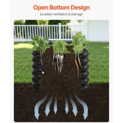 VEVOR Metal Raised Garden Bed, 8 x 2 x 2 ft Oval Outdoor Galvanized Planter Garden Box, Open Bottom Design, Large Planter Raised Bed for Growing Vegetables, Flowers, Herbs, and Succulents, Dark Gray