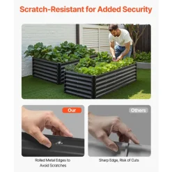 VEVOR Metal Raised Garden Bed, 8 x 4 x 1 ft Outdoor Galvalume Planter Garden Box, Open Bottom Design, Large Planter Raised Bed for Growing Vegetables, Flowers, Herbs, and Succulents, Dark Gray