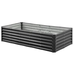 VEVOR Metal Raised Garden Bed, 6 x 3 x 1 ft Outdoor Galvanized Planter Garden Box, Open Bottom Design, Large Planter Raised Bed for Growing Vegetables, Flowers, Herbs, Succulents, Galvanized Color