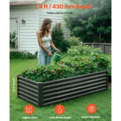 VEVOR Metal Raised Garden Bed, 6 x 3 x 1 ft Outdoor Galvanized Planter Garden Box, Open Bottom Design, Large Planter Raised Bed for Growing Vegetables, Flowers, Herbs, Succulents, Galvanized Color