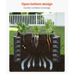 VEVOR Metal Raised Garden Bed, 6 x 3 x 1 ft Outdoor Galvanized Planter Garden Box, Open Bottom Design, Large Planter Raised Bed for Growing Vegetables, Flowers, Herbs, Succulents, Galvanized Color