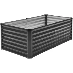 VEVOR Metal Raised Garden Bed, 6 x 3 x 2 ft Outdoor Galvanized Planter Box, with Open Bottom, Large Planter Raised Bed for Gardening Vegetables, Flowers, Herbs, and Succulent Plants, Dark Gray