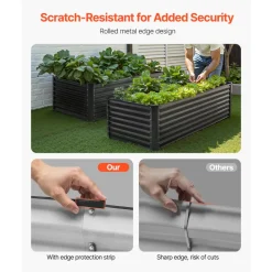 VEVOR Metal Raised Garden Bed, 6 x 3 x 2 ft Outdoor Galvanized Planter Box, with Open Bottom, Large Planter Raised Bed for Gardening Vegetables, Flowers, Herbs, and Succulent Plants, Dark Gray