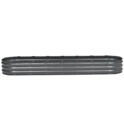 VEVOR Metal Raised Garden Bed, 8 x 2 x 1 ft Outdoor Galvanized Planter Box, with Open Bottom, Large Oval Planter Raised Bed for Gardening Vegetables, Flowers, Herbs, and Succulent Plants, Dark Gray