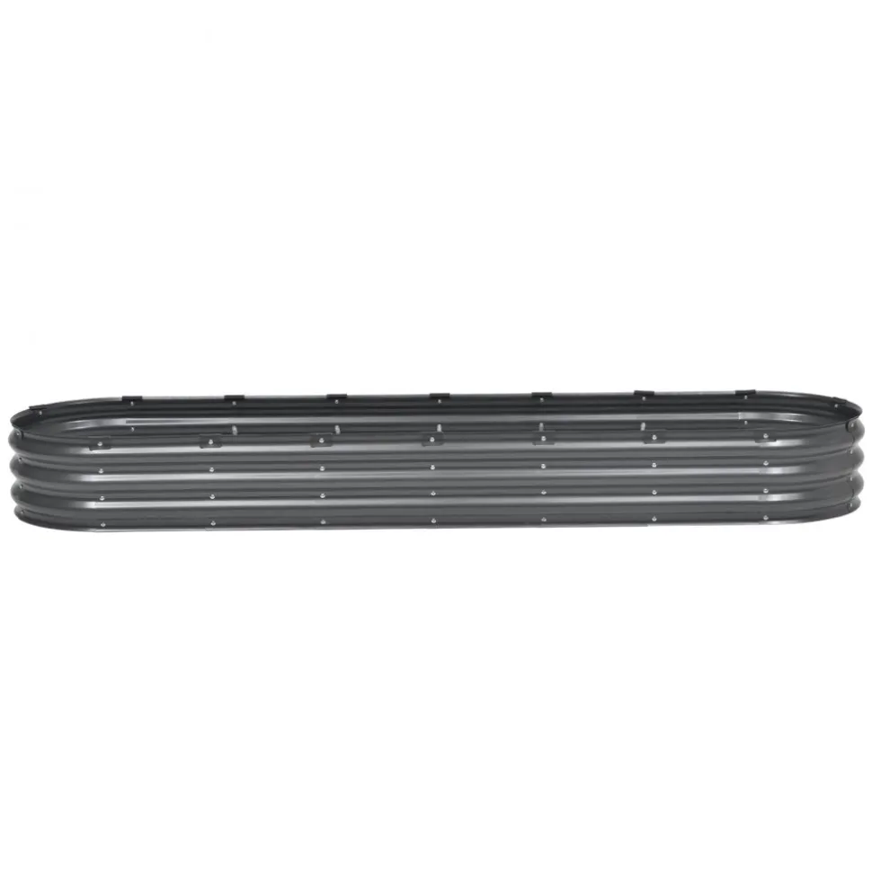VEVOR Metal Raised Garden Bed, 8 x 2 x 1 ft Outdoor Galvanized Planter Box, with Open Bottom, Large Oval Planter Raised Bed for Gardening Vegetables, Flowers, Herbs, and Succulent Plants, Dark Gray