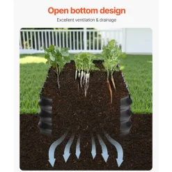 VEVOR Metal Raised Garden Bed, 8 x 2 x 1 ft Outdoor Galvanized Planter Box, with Open Bottom, Large Oval Planter Raised Bed for Gardening Vegetables, Flowers, Herbs, and Succulent Plants, Dark Gray