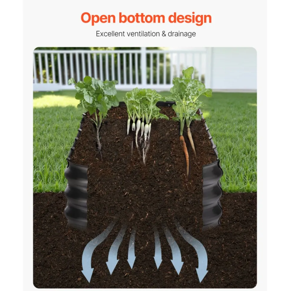 VEVOR Metal Raised Garden Bed, 8 x 2 x 1 ft Outdoor Galvanized Planter Box, with Open Bottom, Large Oval Planter Raised Bed for Gardening Vegetables, Flowers, Herbs, and Succulent Plants, Dark Gray