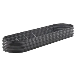 VEVOR Metal Raised Garden Bed, 8 x 2 x 1 ft Outdoor Galvanized Planter Box, with Open Bottom, Large Oval Planter Raised Bed for Gardening Vegetables, Flowers, Herbs, and Succulent Plants, Dark Gray