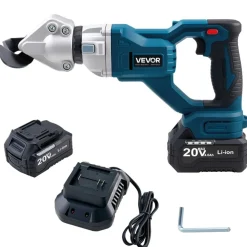 VEVOR Metal Shear, Cordless Sheet Metal Cutter with 360-Degree Pivoting Head, Double Blades, 110VAC 20VDC, Cuts 18 GA Galvanized Steel, 20 GA Stainless Steel, Aluminum, Plastic, Cardboard, 2800SPM